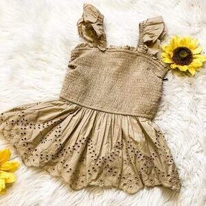 Japna NWT New Light Brown Tan Eyelet Summer Size Extra Small Cotton Top XS
